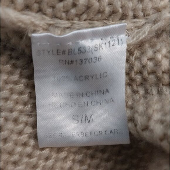 Paper Crane Tan Hooded Oversized Knit Long Sleeve Sweater Shirt Sz S/M - Picture 7 of 9